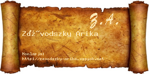 Závodszky Arika névjegykártya